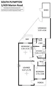 Floorplan of Homely unit listing, 1/439 Marion Road, South Plympton SA 5038