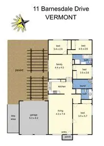 Floorplan of Homely house listing, 11 Barnesdale Drive, Vermont VIC 3133