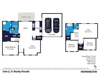 Floorplan of Homely townhouse listing, 2/21 Beatty Parade, Mornington VIC 3931