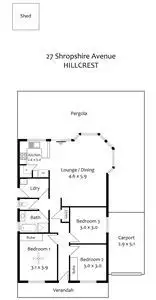 Floorplan of Homely house listing, 27 Shropshire Avenue, Hillcrest SA 5086
