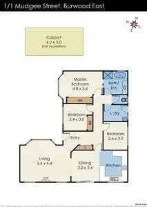 Floorplan of Homely unit listing, 1/1 Mudgee Street, Burwood East VIC 3151