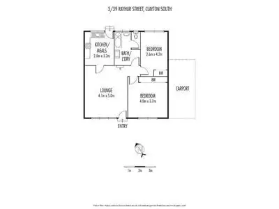 Floorplan of Homely unit listing, 1/39 Rayhur Street, Clayton South VIC 3169