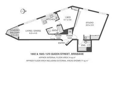 Floorplan of Homely unit listing, 1602-03 570 Queen Street, Brisbane City QLD 4000