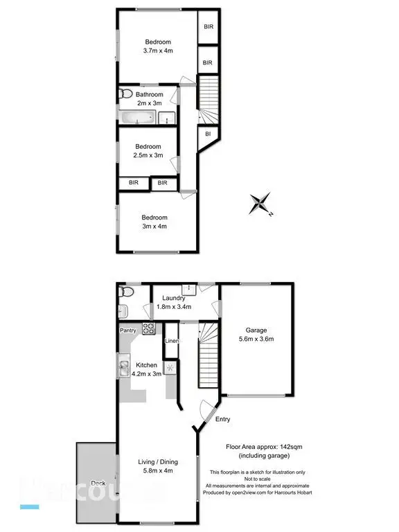 Floorplan of Homely villa listing, 1/40 Valley Street, West Hobart TAS 7000