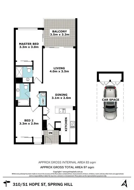 Floorplan of Homely apartment listing, 310/51 Hope Street, Spring Hill QLD 4000