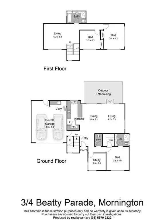 Floorplan of Homely townhouse listing, 3/4 Beatty Parade, Mornington VIC 3931