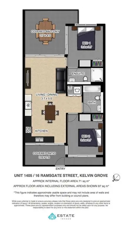 Floorplan of Homely unit listing, 1405/16 Ramsgate Sreet, Kelvin Grove QLD 4059
