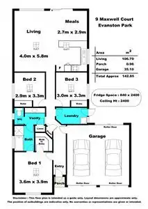 Floorplan of Homely house listing, 9 Maxwell Court, Evanston Park SA 5116