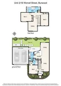 Floorplan of Homely townhouse listing, 3/16 Worrall Street, Burwood VIC 3125