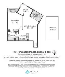 Floorplan of Homely unit listing, 1701/570 Queen Street, Brisbane City QLD 4000