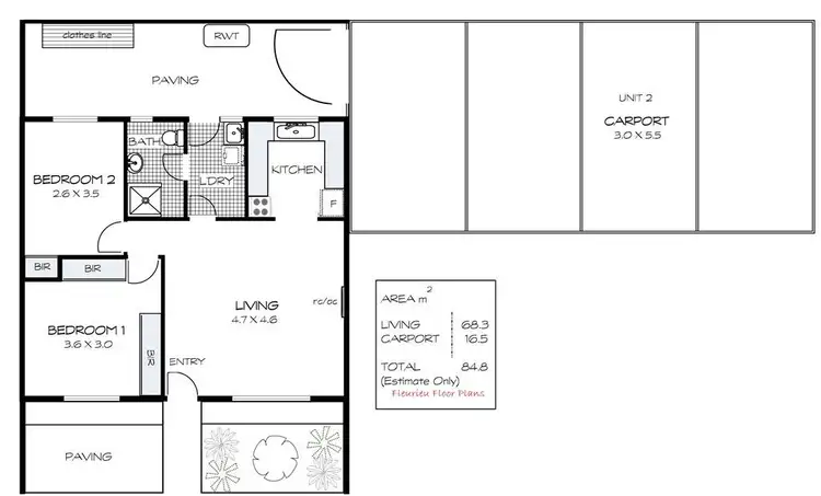 Floorplan of Homely unit listing, 2/4 Graham Street, Victor Harbor SA 5211