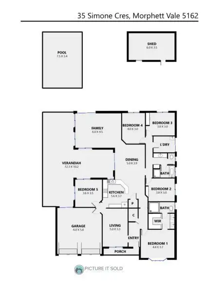 Floorplan of Homely house listing, 35 Simone Crescent, Morphett Vale SA 5162