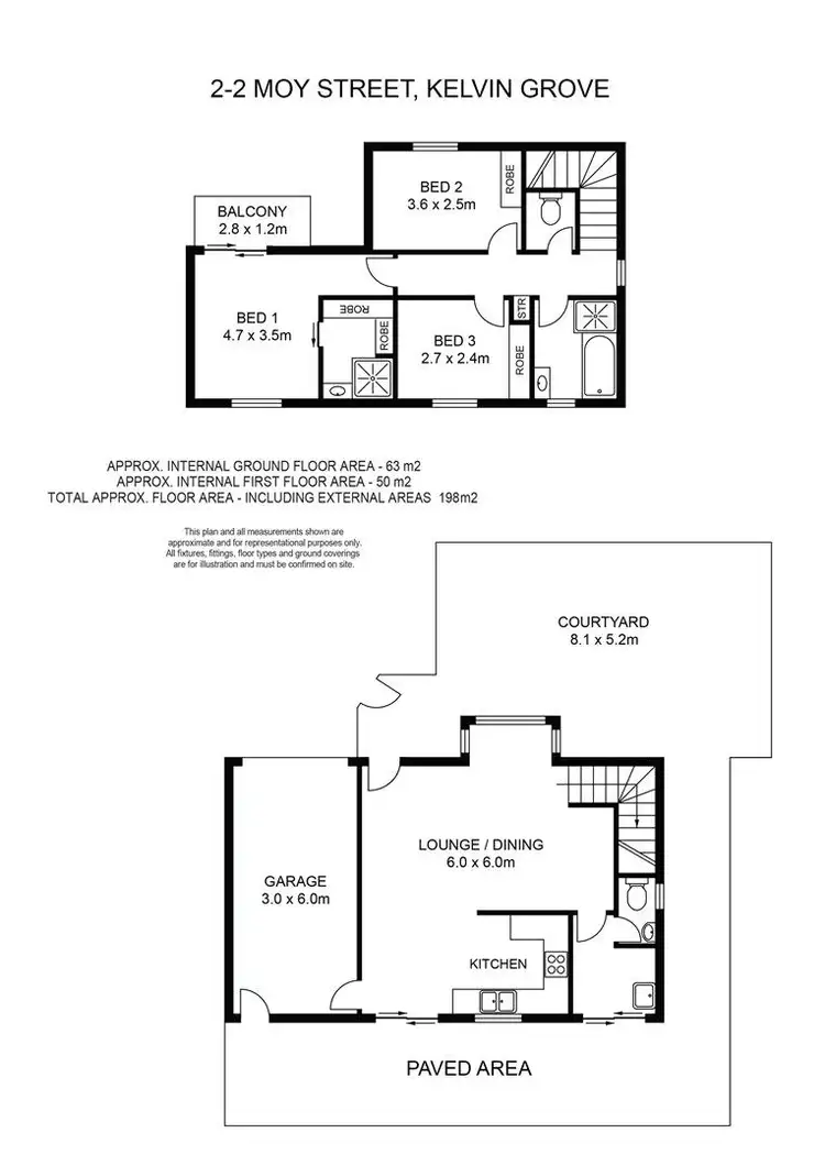 Floorplan of Homely townhouse listing, 2/2 Moy Street, Kelvin Grove QLD 4059
