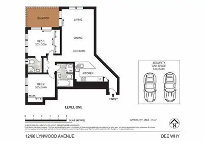 Floorplan of Homely unit listing, 12/66 Lynwood Avenue, Dee Why NSW 2099