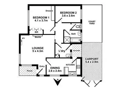 Floorplan of Homely unit listing, 1/37 Eton Road, Somerton Park SA 5044