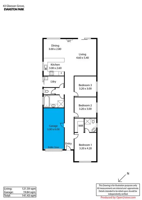 Floorplan of Homely house listing, 43 Gleeson Grove, Evanston Park SA 5116