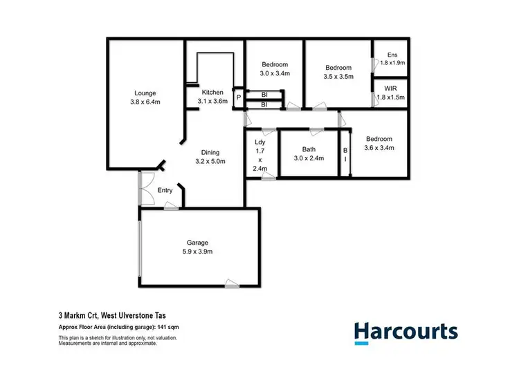 Floorplan of Homely house listing, 3 Markm Court, West Ulverstone TAS 7315