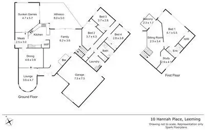 Floorplan of Homely house listing, 10 Hannah Place, Leeming WA 6149