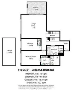 Floorplan of Homely unit listing, 1105/361 Turbot Street, Spring Hill QLD 4000