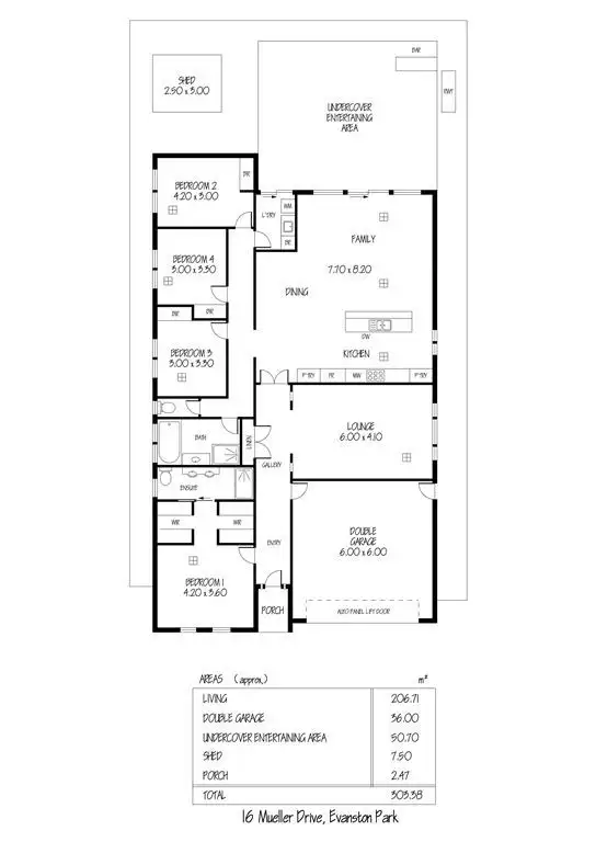 Floorplan of Homely house listing, 16 Mueller Drive, Evanston Park SA 5116