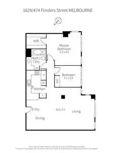Floorplan of Homely apartment listing, 1629/474 Flinders Street, Melbourne VIC 3000