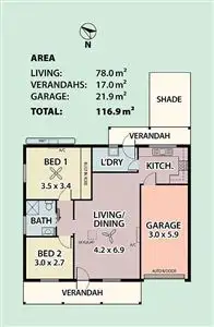 Floorplan of Homely semi-detached listing, 2/16 Albert Place, Mount Barker SA 5251
