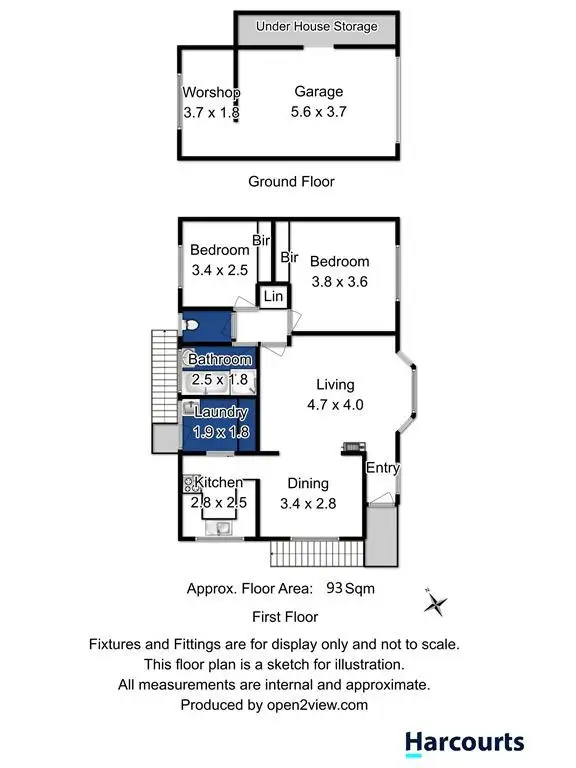 Floorplan of Homely unit listing, 2/57 Pedder Street, New Town TAS 7008