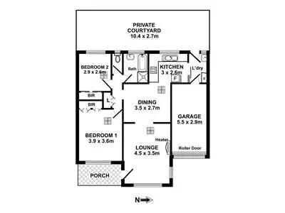 Floorplan of Homely unit listing, 2/61 Edward Street, Daw Park SA