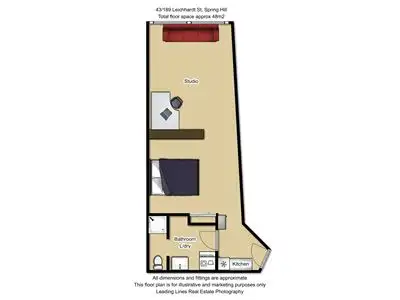 Floorplan of Homely studio listing, 43/189 Leichhardt Street, Spring Hill QLD 4000