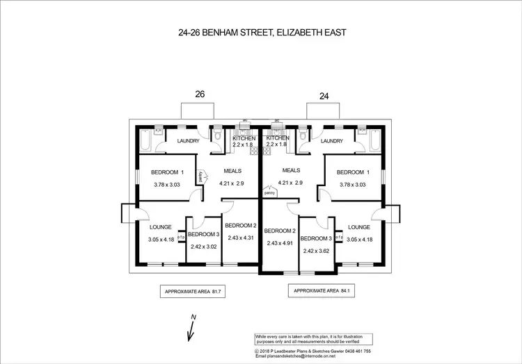 Floorplan of Homely semi-detached listing, 24/26 Benham Street, Elizabeth East SA 5112