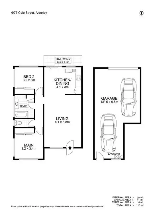 Floorplan of Homely unit listing, 6/77 Cole Street, Alderley QLD 4051