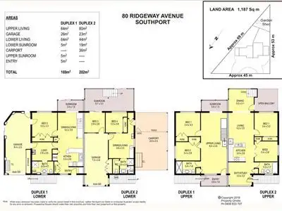 Floorplan of Homely semi-detached listing, 1 & 2/80 Ridgeway Avenue, Southport QLD 4215