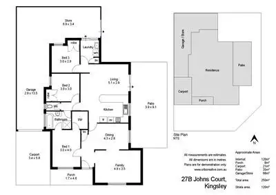 Floorplan of Homely semi-detached listing, 27B St Johns Court, Kingsley WA 6026