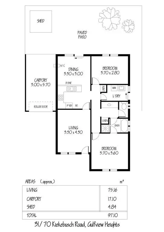 Floorplan of Homely unit listing, 31/70 Kiekebusch Road, Gulfview Heights SA 5096
