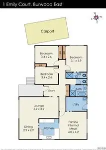 Floorplan of Homely house listing, 1 Emily Court, Burwood East VIC 3151