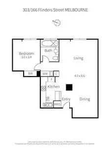 Floorplan of Homely apartment listing, 303/166 Flinders Street, Melbourne VIC 3000
