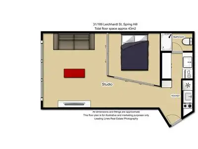 Floorplan of Homely studio listing, 31/189 Leichhardt Street, Spring Hill QLD 4000