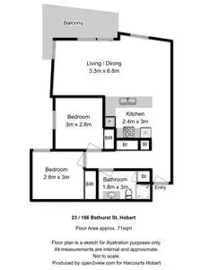 Floorplan of Homely apartment listing, 23/166 Bathurst Street, Hobart TAS 7000