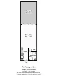 Floorplan of Homely studio listing, 1/16 King Street, Sandy Bay TAS 7005