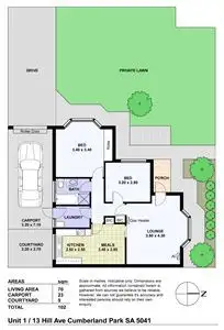 Floorplan of Homely unit listing, 1/13 Hill Avenue, Cumberland Park SA 5041