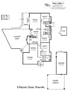 Floorplan of Homely house listing, 9 Rayner Close, Rowville VIC 3178