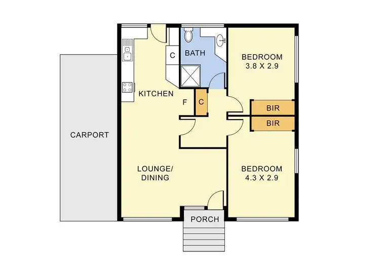 Floorplan of Homely unit listing, 1/7 Daffodil Road, Boronia VIC 3155