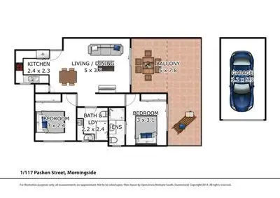 Floorplan of Homely unit listing, 1/117 Pashen Street, Morningside QLD 4170