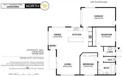 Floorplan of Homely unit listing, 1/45 Mariah Crt, Oakdowns TAS 7019