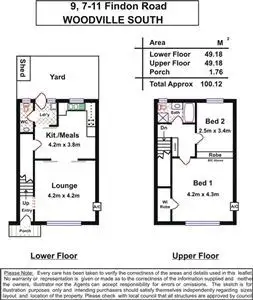 Floorplan of Homely townhouse listing, 9/7-11 Findon Road, Woodville South SA 5011