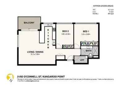 Floorplan of Homely unit listing, 15/83 Oconnell Street, Kangaroo Point QLD 4169
