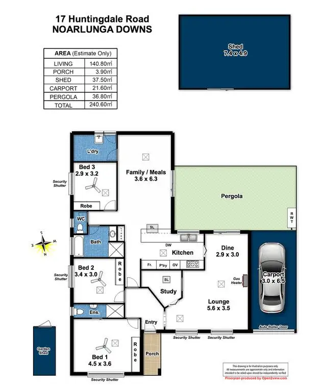 Floorplan of Homely house listing, 17 Huntingdale Rd, Noarlunga Downs SA 5168