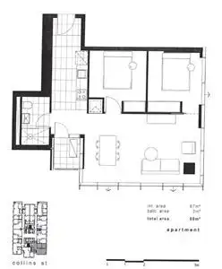 Floorplan of Homely apartment listing, 6002/568 Collins Street, Melbourne VIC 3000