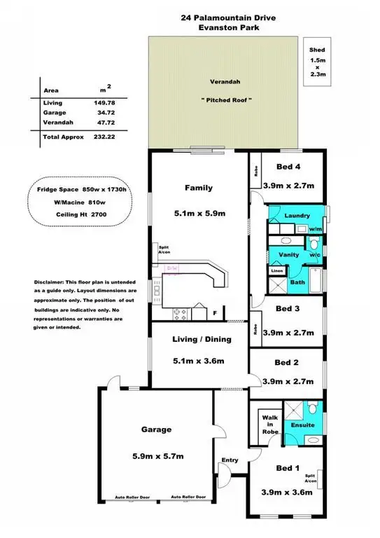 Floorplan of Homely house listing, 24 Palamountain Drive, Evanston Park SA 5116