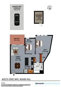 Floorplan of Homely apartment listing, 403/72 Civic Way, Rouse Hill NSW 2155